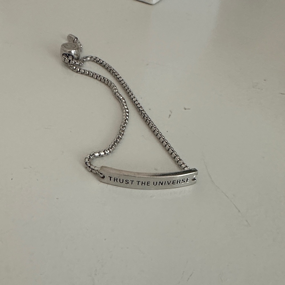 Aimee Kestenberg Silver 'Trust The Universe' Bar Bracelet
